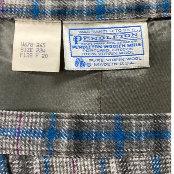 Pendleton Wool Blazer Skirt Suit Set Blue Plaid Vintage Womens - Picture 9 of 12
